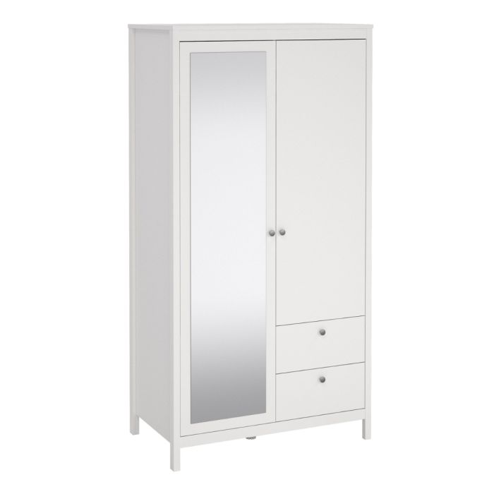 MEMPHIS 2 Door Wardrobe with 2 Drawers White - 102.3cm