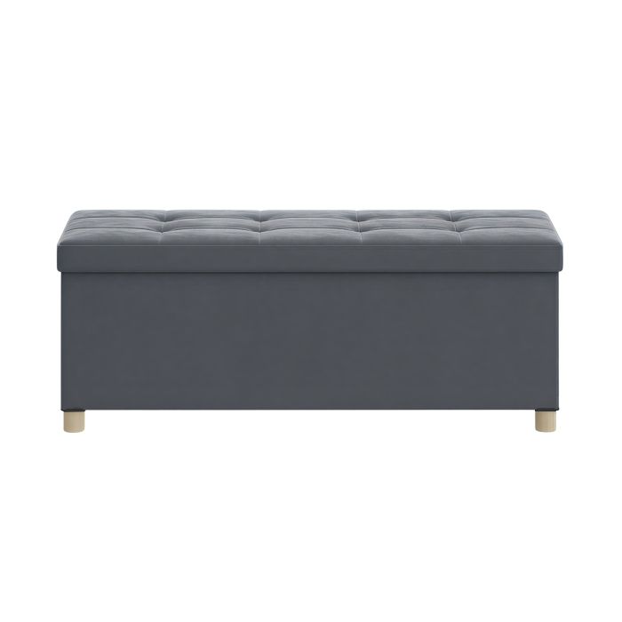 BRAMBLECREST 112L Velvet Storage Ottoman with Lid - Grey