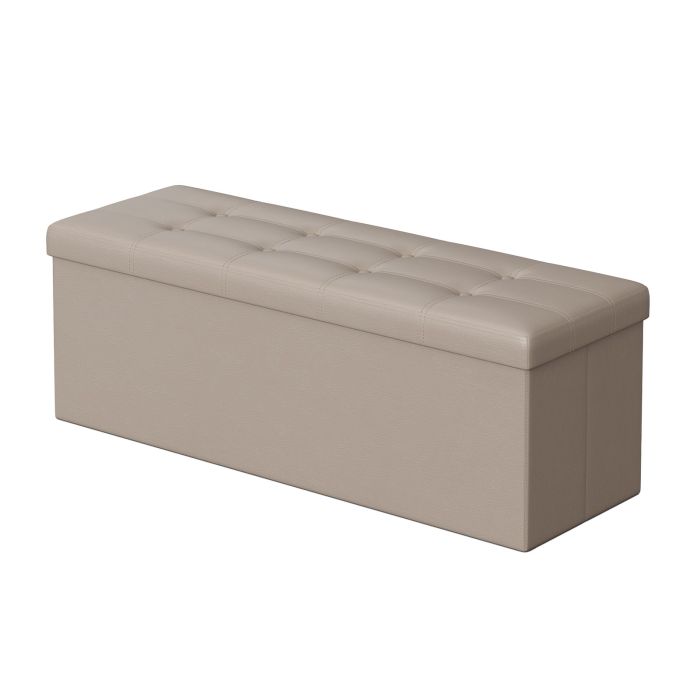 BRAMBLECREST Folding Storage Bench Ottoman Seat with Internal Storage - Camel Brown