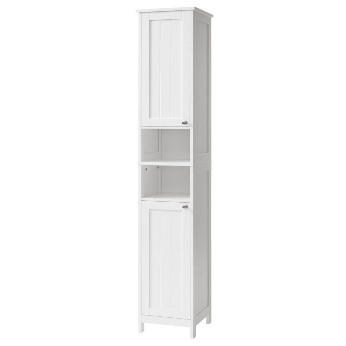 BRIARWOODEN Tall Freestanding Slim Bathroom Cabinet with Adjustable Shelves - White