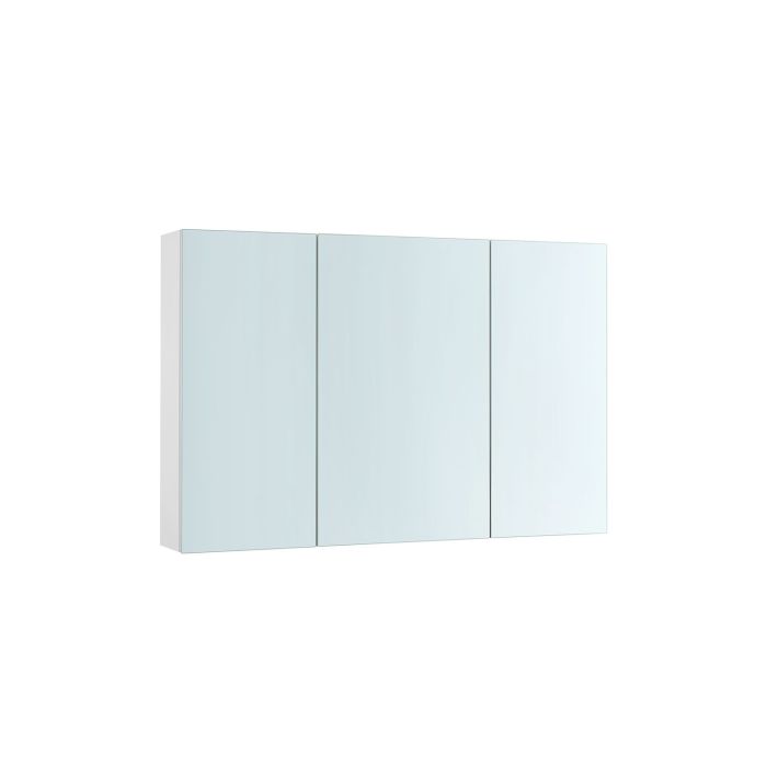 Wall Cabinet - TARSO Mirrored Cabinet with Adjustable Shelf - White