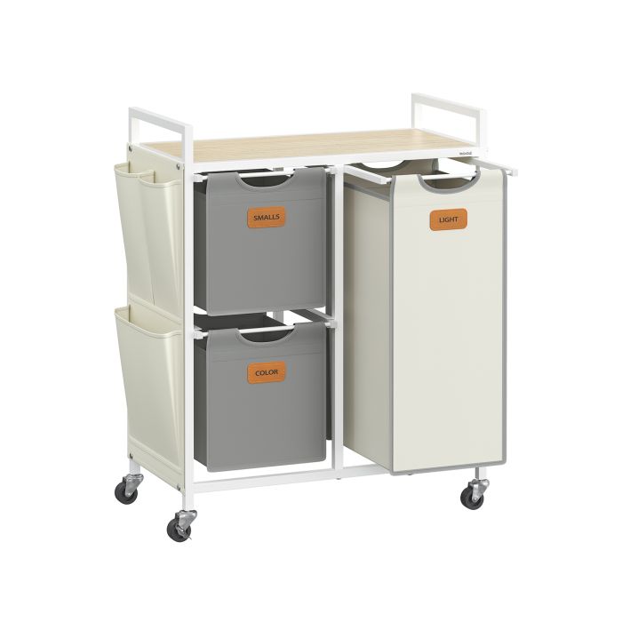 Laundry Hamper - ZARDA 100L 3 Compartment Hamper - White