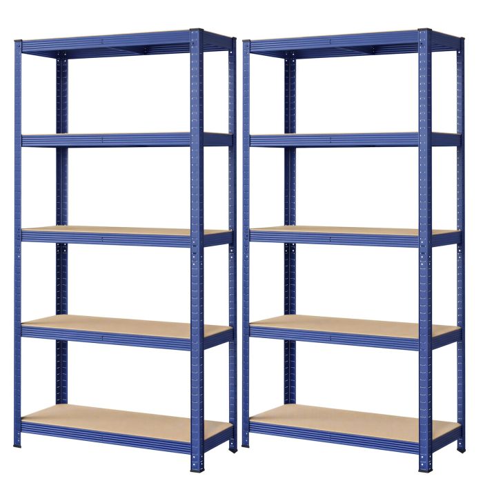 ASXETA Set of 2 Steel Shelving Units 5 Tier - Blue
