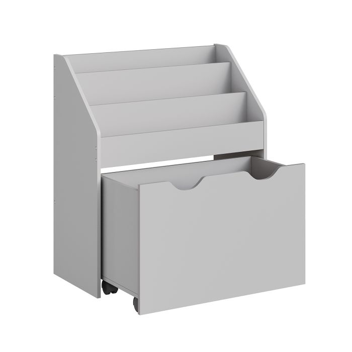 Kids Bookshelf - MODVA Multipurpose Toy Organiser with Shelves - Dove Grey