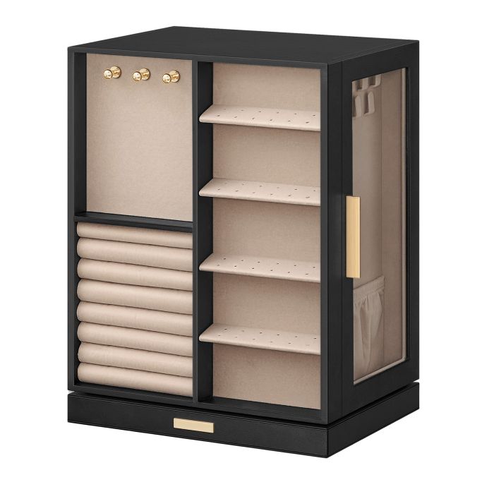 BILOSU Rotating Jewellery Box with 5 Drawers - Black