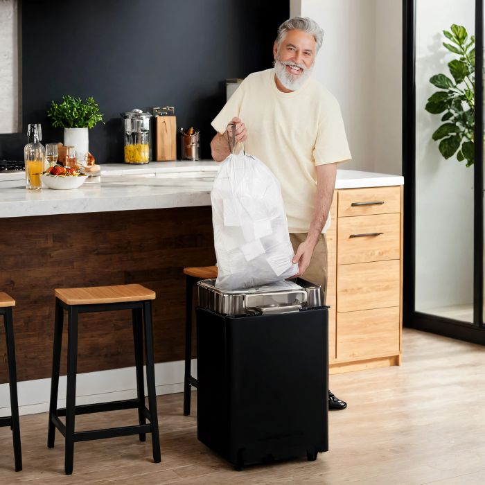 Trash Bags - FINTTO Drawstring Bin Bags Kitchen 15-20L Capacity - Caramel Brown