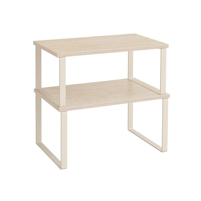 Spice Rack - LUSLIA Cupboard Shelf Organizers Set of 2 Travertine Beige White