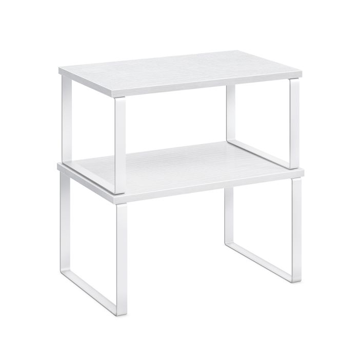 Cupboard Shelf Organizer - LUSLIA Set of 2 Snow White