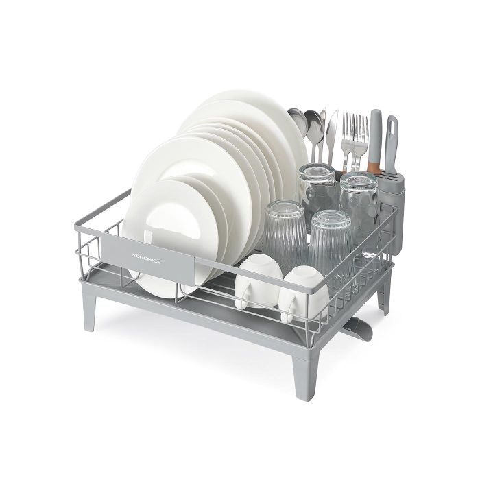 Dish Drying Rack - ASTNZA Spin Rotatable Extendable Spout - Dove Grey