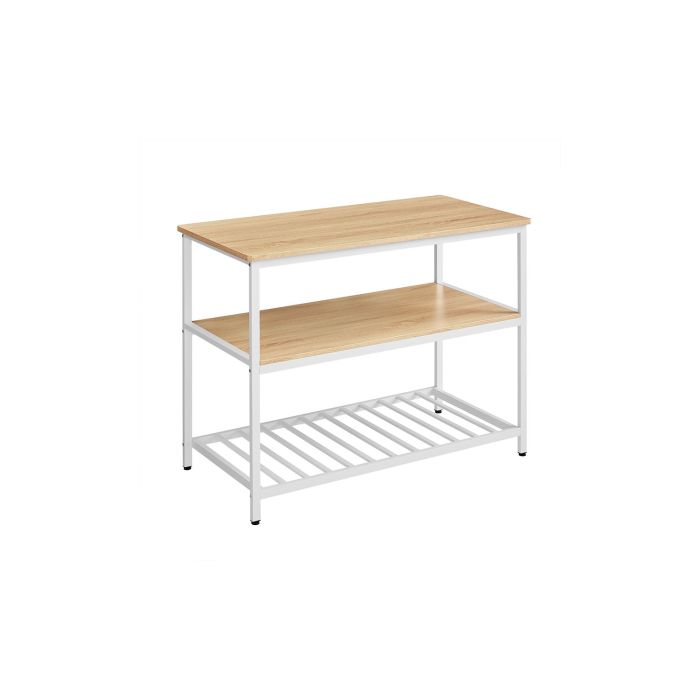 Kitchen Island - MONLIA Baker Rack Large Worktop Oak and White - White