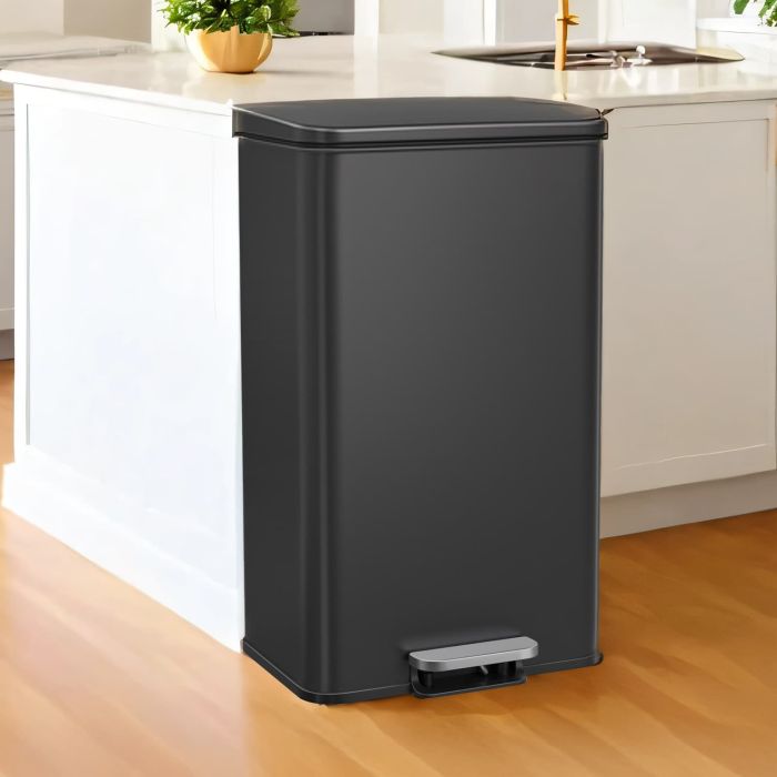 Trash Can - VERRA 40L Soft Close Lid Garbage Bin - Black