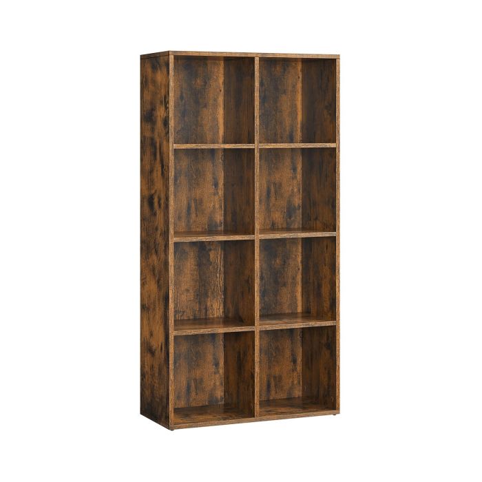 Bookcase - LUMLIA 8-Cube Rustic Brown Storage Unit