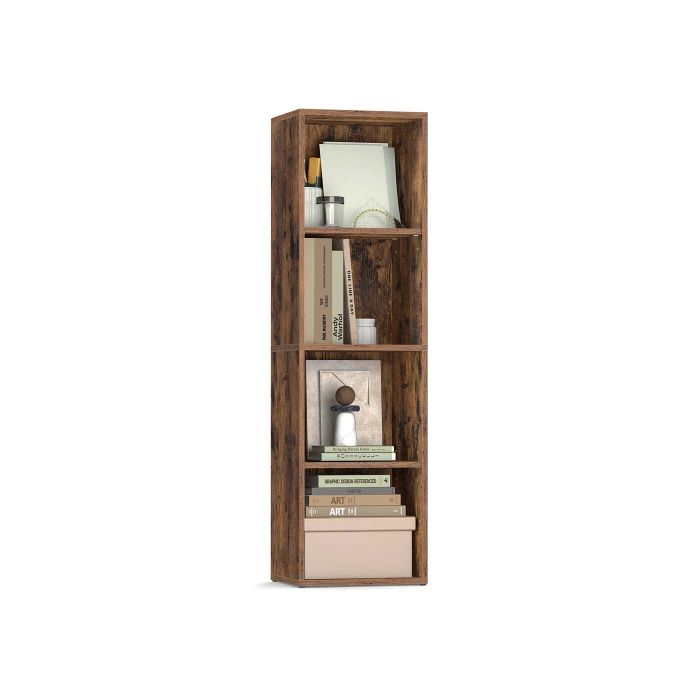 MOORVALE 4 Tier Cube Open Bookshelf - Medium Oak
