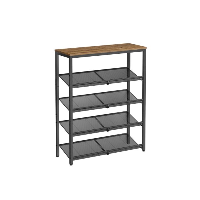 AVOSO Shoe Rack - 5 Tier Storage Medium Sized Rack - Honey Brown