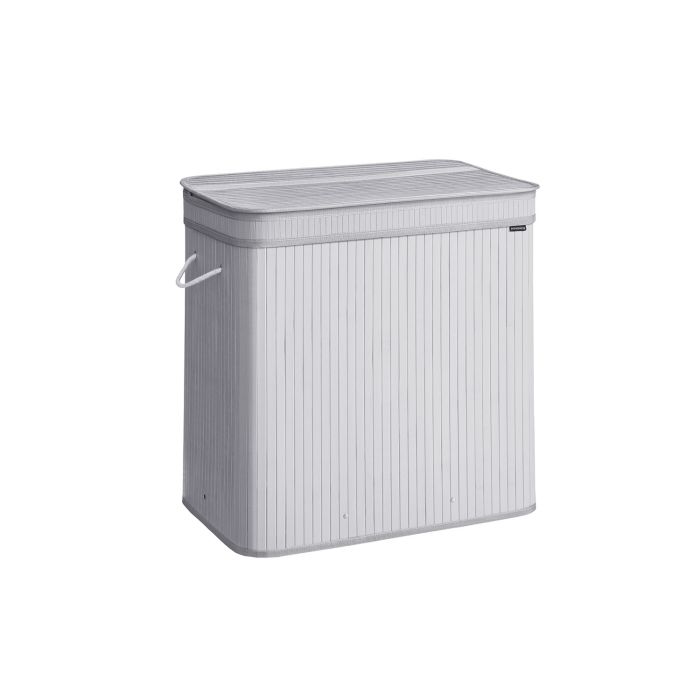 Laundry Basket - LUMNIA Bamboo with Lid - Dove Grey