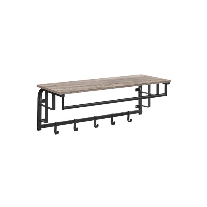 Coat Rack - NOVRAE Wall Mounted 5 Hooks Frosted Grey