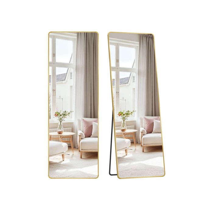 Mirror - SERSO Full Length Rectangle Mirror with Stand - 160 x 50 cm - Pale Gold