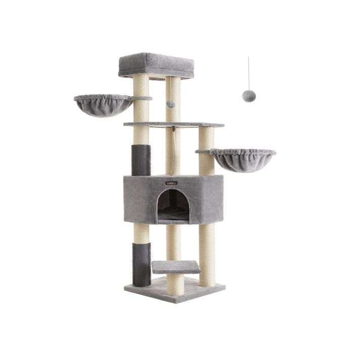Heavy-Duty Cat Tower with Self-Warming Pads, 2 Self-Groomers, 9 Scratching Posts