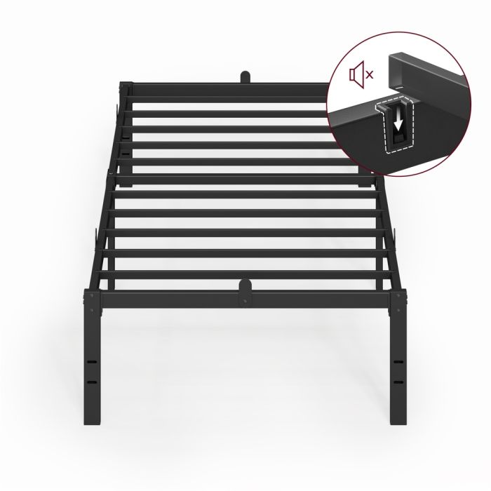 STFIFY Single Metal Bed Frame with Under Bed Storage - Ink Black