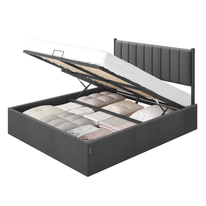 STTOGE King Size Bed Frame with Lift-Up Storage - Slate Grey