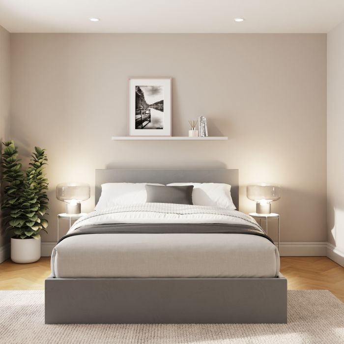 ENLIX Double Velvet Ottoman Storage Bedframe - Charcoal Grey