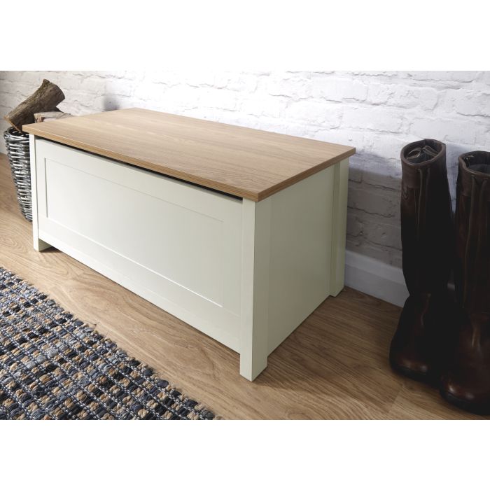 Lancaster Oak Ottoman Storage Chest - Cream