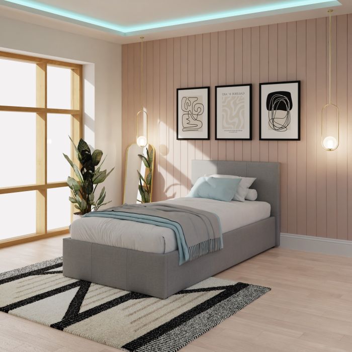 Side Lift Ottoman Bed 90cm Grey