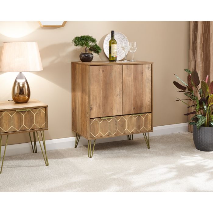 Orleans Vintage Style Wine Rack with Door and Drawers - Mango