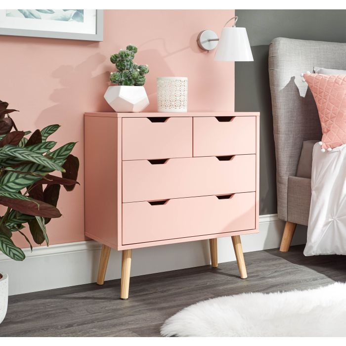 NORTHBAY Pink Chest of Drawers - Small-sized, 4 Drawers