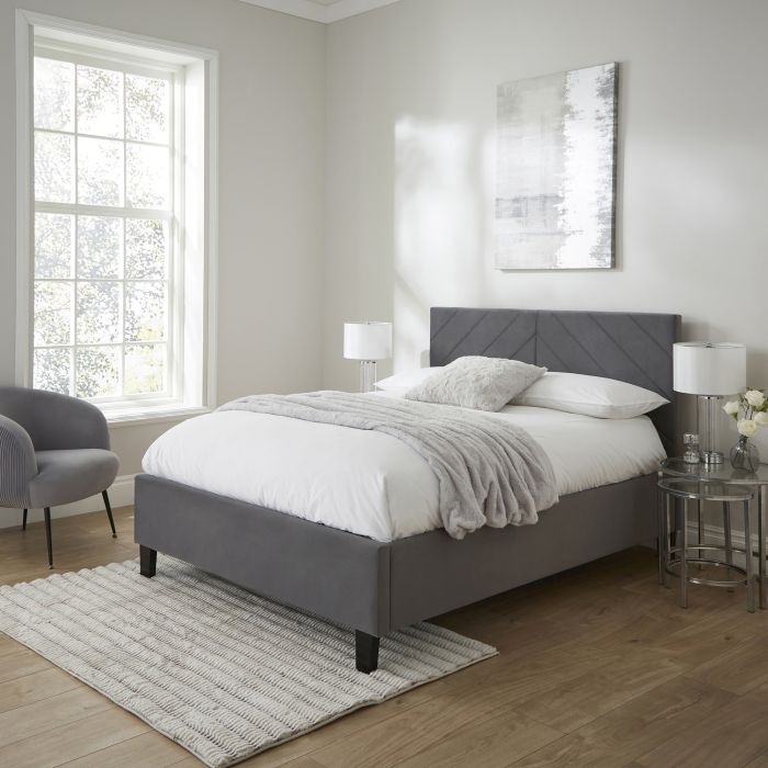 THALIA Kingsize Velvet Ottoman Storage Bedframe - Grey