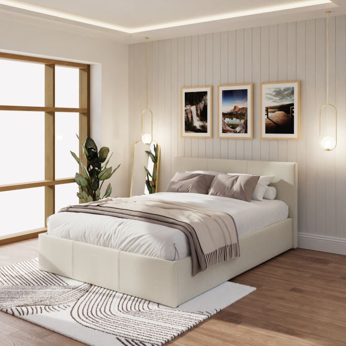 Kingsize Bed - PATRICIA 5ft Ottoman Bed with Storage Natural