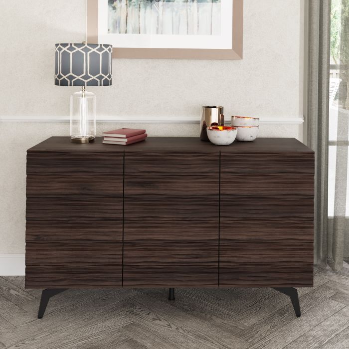Sideboard - Cruceru Large Sideboard with 3 Door Dark Walnut