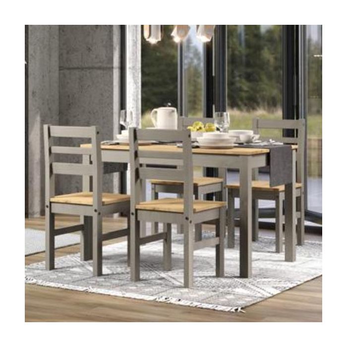 Ethans Large Dining Table with 4 Chair Set - Grey