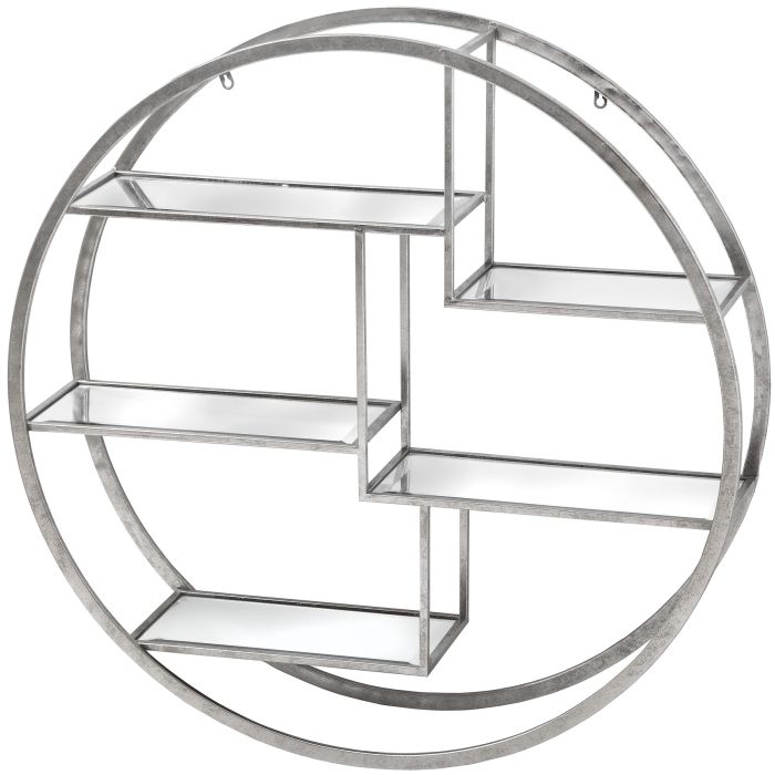 Large Circular Wall Hanging Multi Shelf - Silver