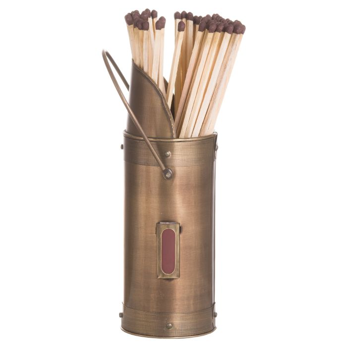 Matchstick Holder With 60 Matches - Antique Bronze