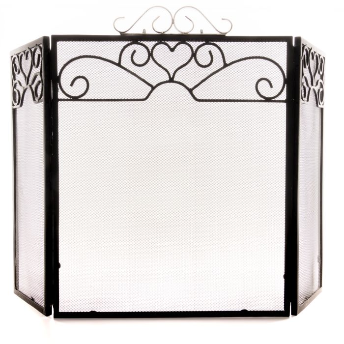 Chrome Topped Three Fold Fire Screen - Silver