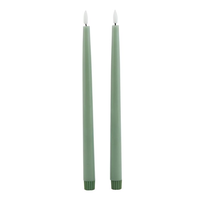 Delux Collection S/2 Sage LED Wax Dinner Candles