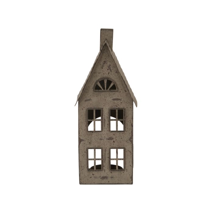 HERITAGE Tall Rustic Metal House Tealight With Glass Votive - Multi Colour