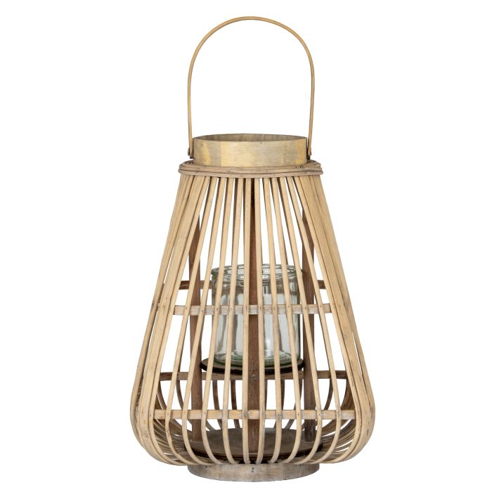 Peardrop Wicker Lantern With Glass Holder - Medium