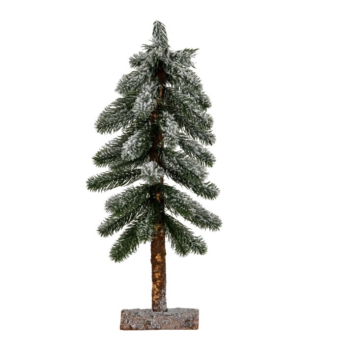 NIVAL Medium Snowy Pine Tree On Wooden Stand - Green
