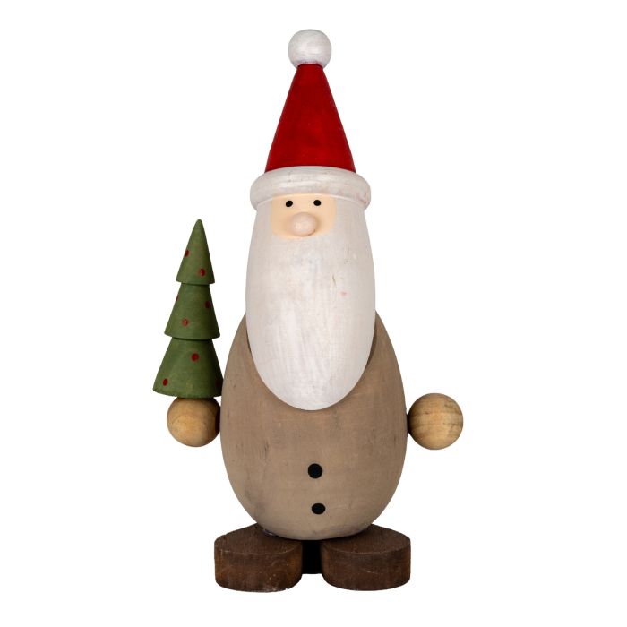TIMBER Wooden Santa with Tree - Multi Colour