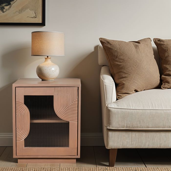 SINDRA Solid Wood Bedside Table - Oak Finish