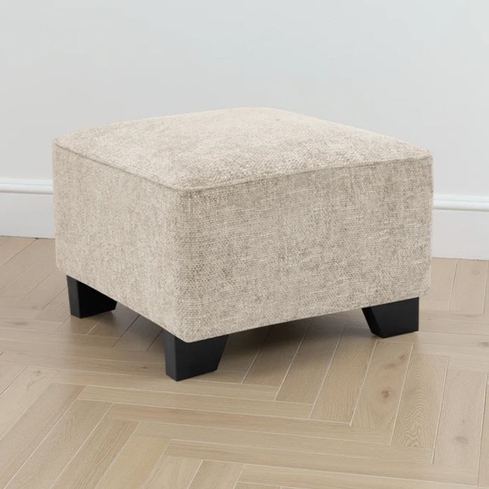 KAMILA Fabric Footstool - Stone