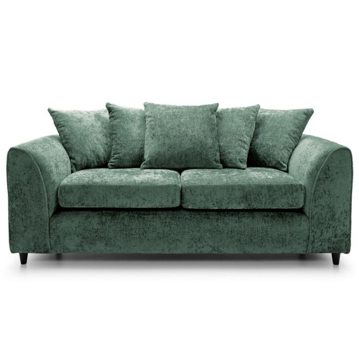CARDIFF Crushed Chenille Fabric 3 Seater Sofa - Rifle Green