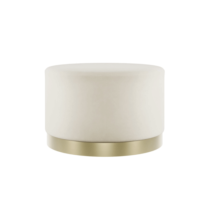 Harlow Large Pouffe with Brushed Gold Base - Cream Velvet
