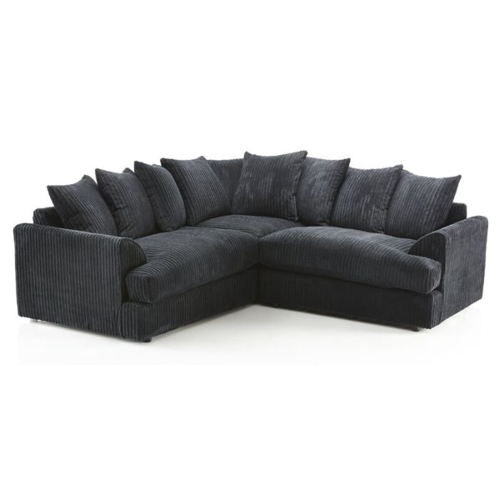 MERCURY Jumbo Cord 5 Seater L Shaped Scatterback Corner Sofa - Black