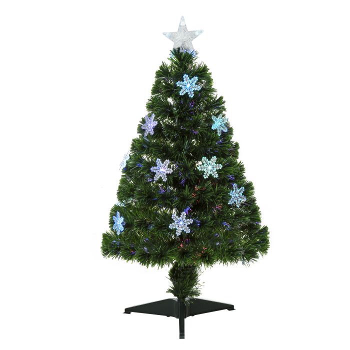 Debbie 3ft Fibre Optic Christmas Tree 90cm W Showflakes Green
