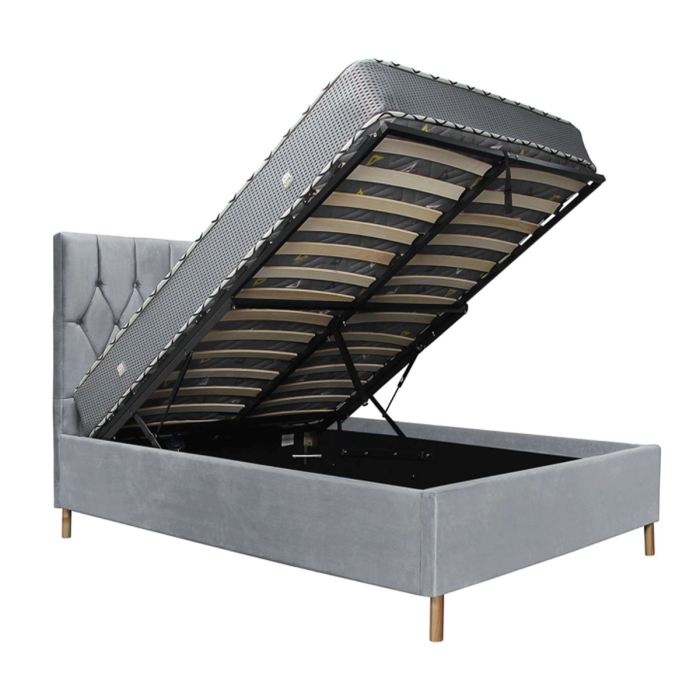 Stylish Loxley Ottoman Storage Grey Fabric Bed - Kingsize 5ft