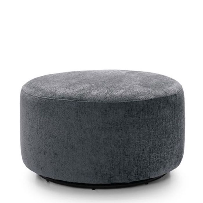 GILLIVER Crushed Chenille Fabric Swivel Footstool - Dark Grey