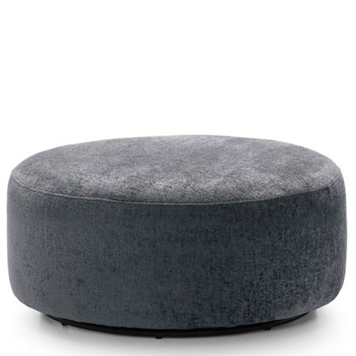 GILLIVER Crushed Chenille Fabric Large Swivel Footstool - Dark Grey